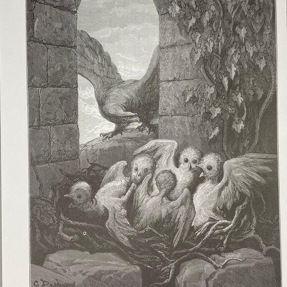 Dore, Fables, Stag and Vine, Eagle and Owl, Print, Bookplate, Art~ 240706-WH 290 - Picture 3 of 4